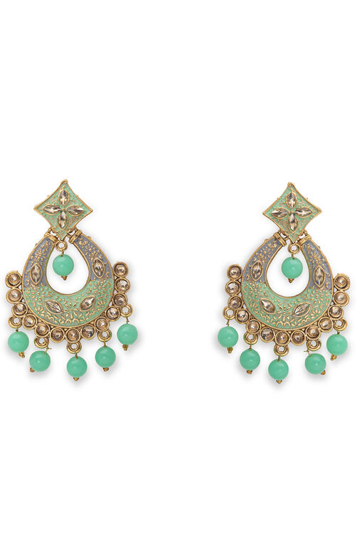 Sea Green Metal Brass Earring image number 0