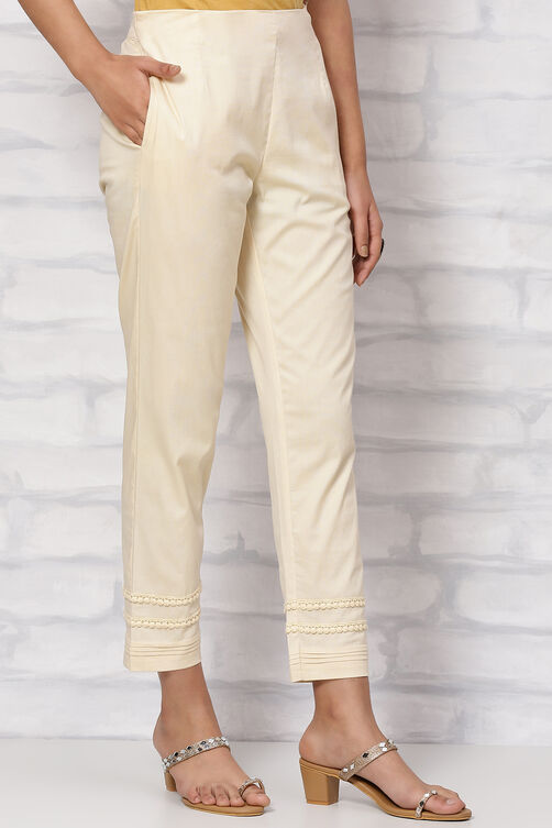 White Poly Cotton Slim Pant image number 3