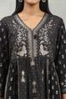 Black Viscose Blend Printed Gathered Suit Set image number 1