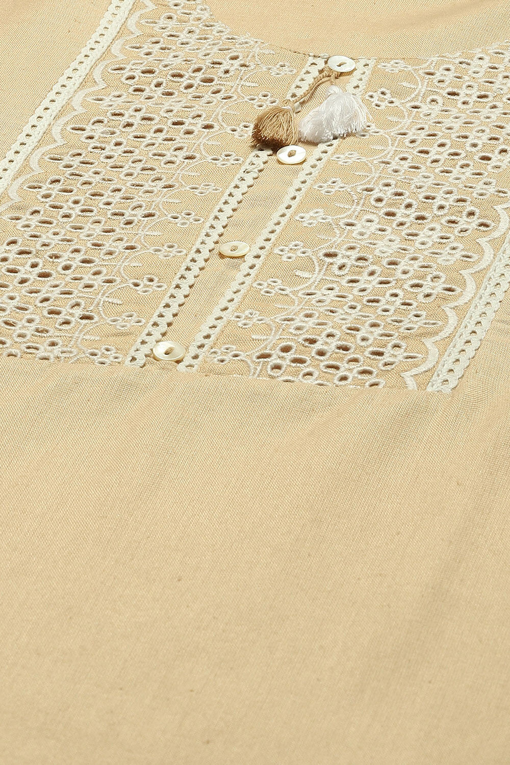 Blue Schiffli Detail Straight Kurta image number 1