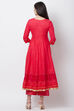 Pink Cotton Kalidar Kurta image number 6