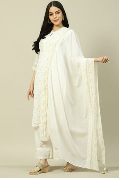 White Cotton Blend Palazzo image number 0