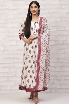 Cream Kalidar Printed Suit Set image number 0