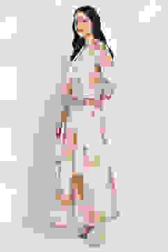 Off White Viscose Blend Skirt Set image number 3