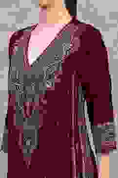 Green-Maroon Polyester Printed Straight Suit Set image number 1