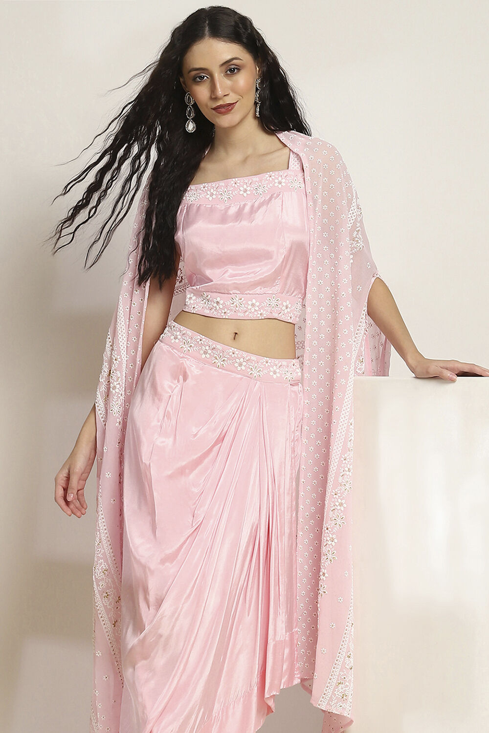 Pink Viscose Skirt Set image number 8