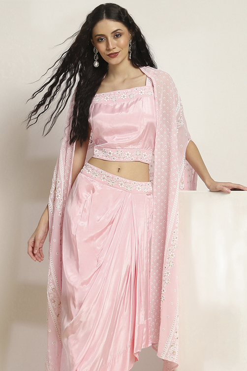 Pink Viscose Skirt Set image number 8