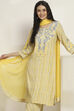 Yellow LIVA Woven Straight Kurta Suit Set image number 7
