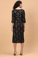 Black LIVA A Line Kurta Dress image number 4