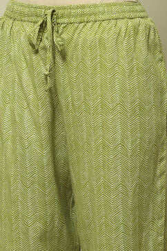 Green Rayon Slub Straight Suit Set image number 2