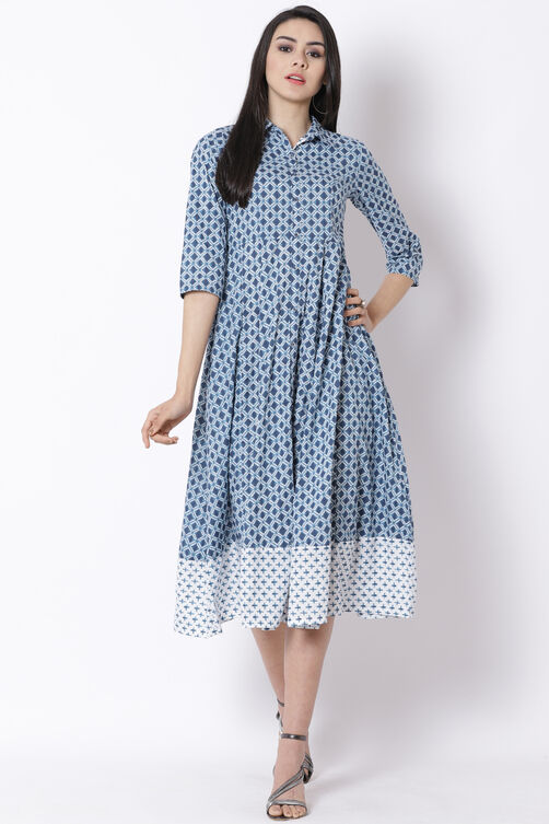 Indigo Cotton Kalidar Dress image number 0