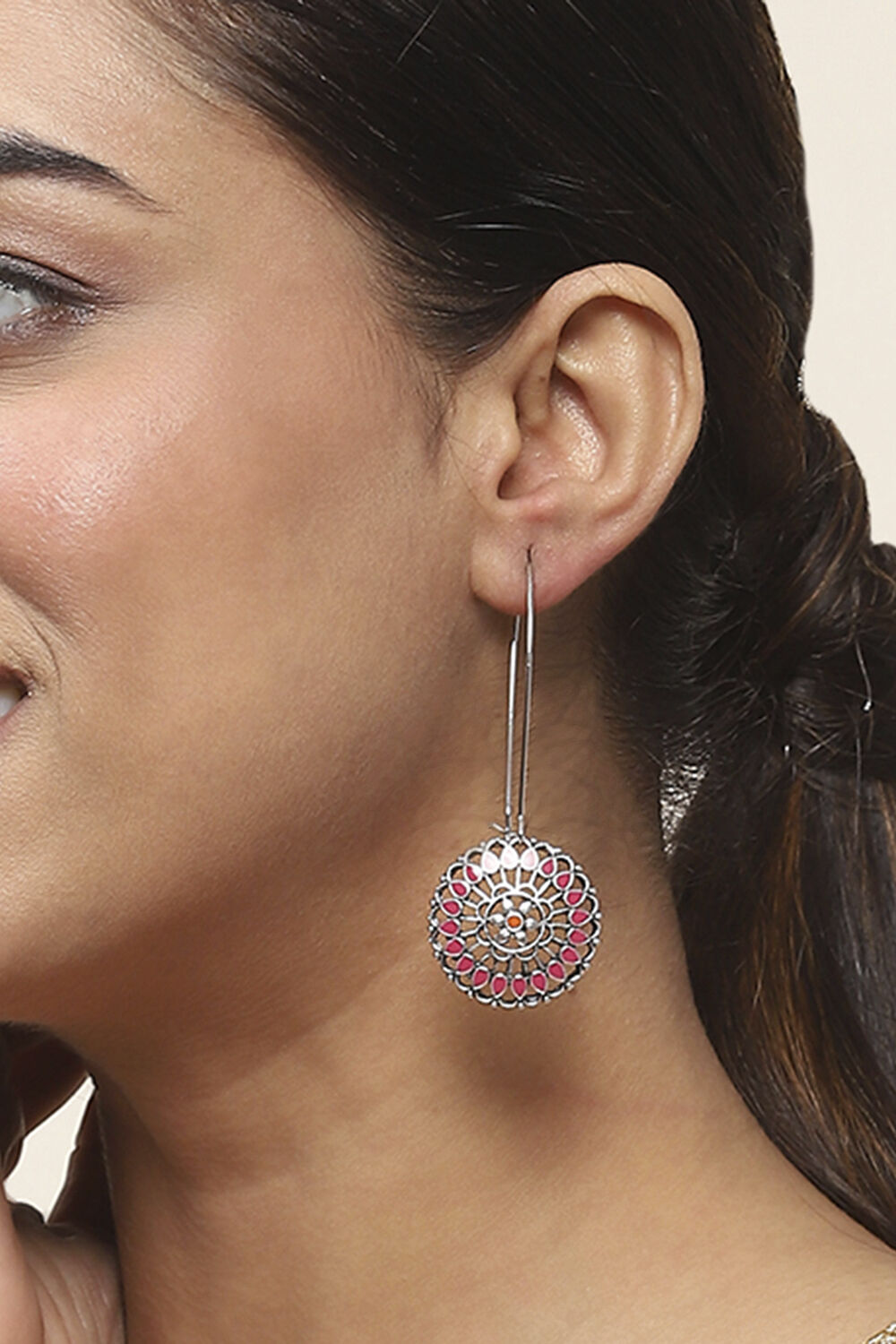 Pink Oxidize Alloy Danglers image number 1