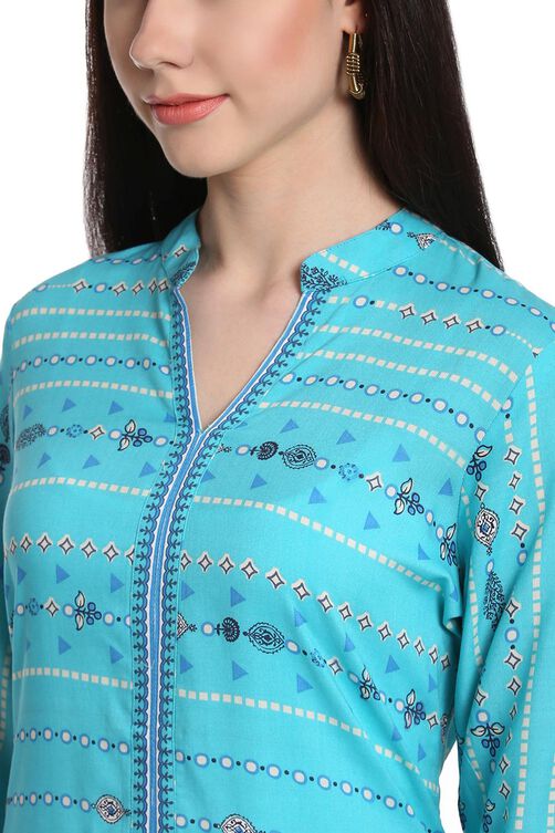 Navy Blue Straight Acro Wool Kurta image number 1