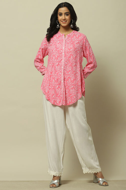 White Viscose Solid Straight Fit Palazzo image number 0