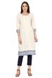 Off White Straight Cotton Kurta image number 0
