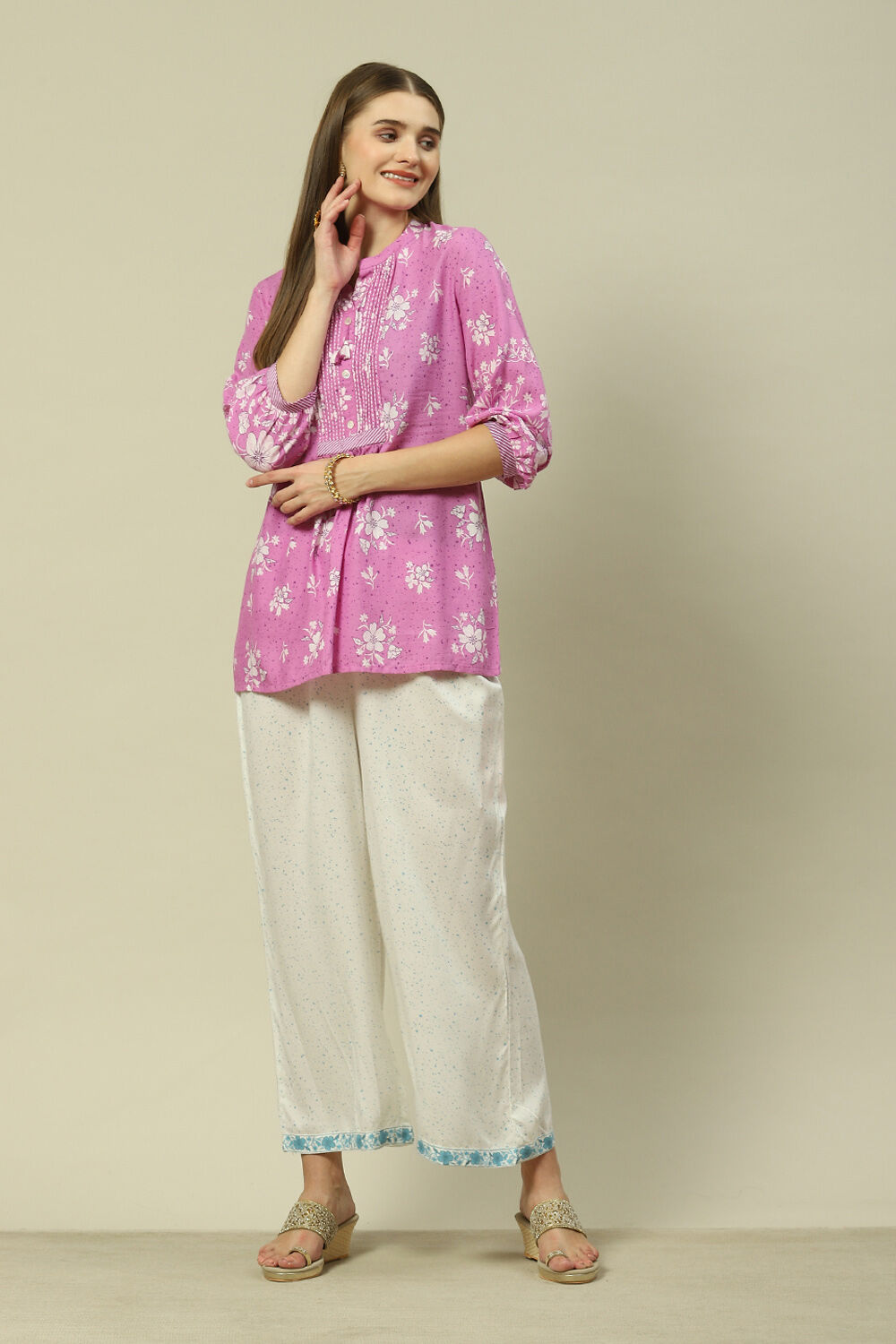 Green LIVA Straight Printed Palazzo image number 0