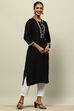Black Viscose Blend Straight Kurta image number 4