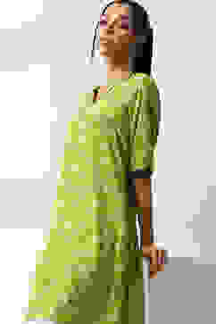 Green Floral Printed Straight Kurta image number 6