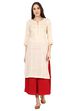 Beige Straight Poly Cotton Kurta image number 0