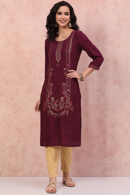 Phalsa LIVA Straight Kurta image number 6