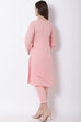 Peach Cotton Straight Kurta image number 5