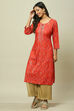 Red LIVA Straight Kurta image number 2