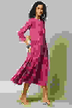 Pink LIVA Straight Printed Kurta image number 4