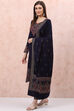 Navy Blue Art Silk Straight Suit Set image number 5