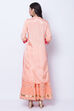Peach Viscose Cotton Straight Suit Set image number 4