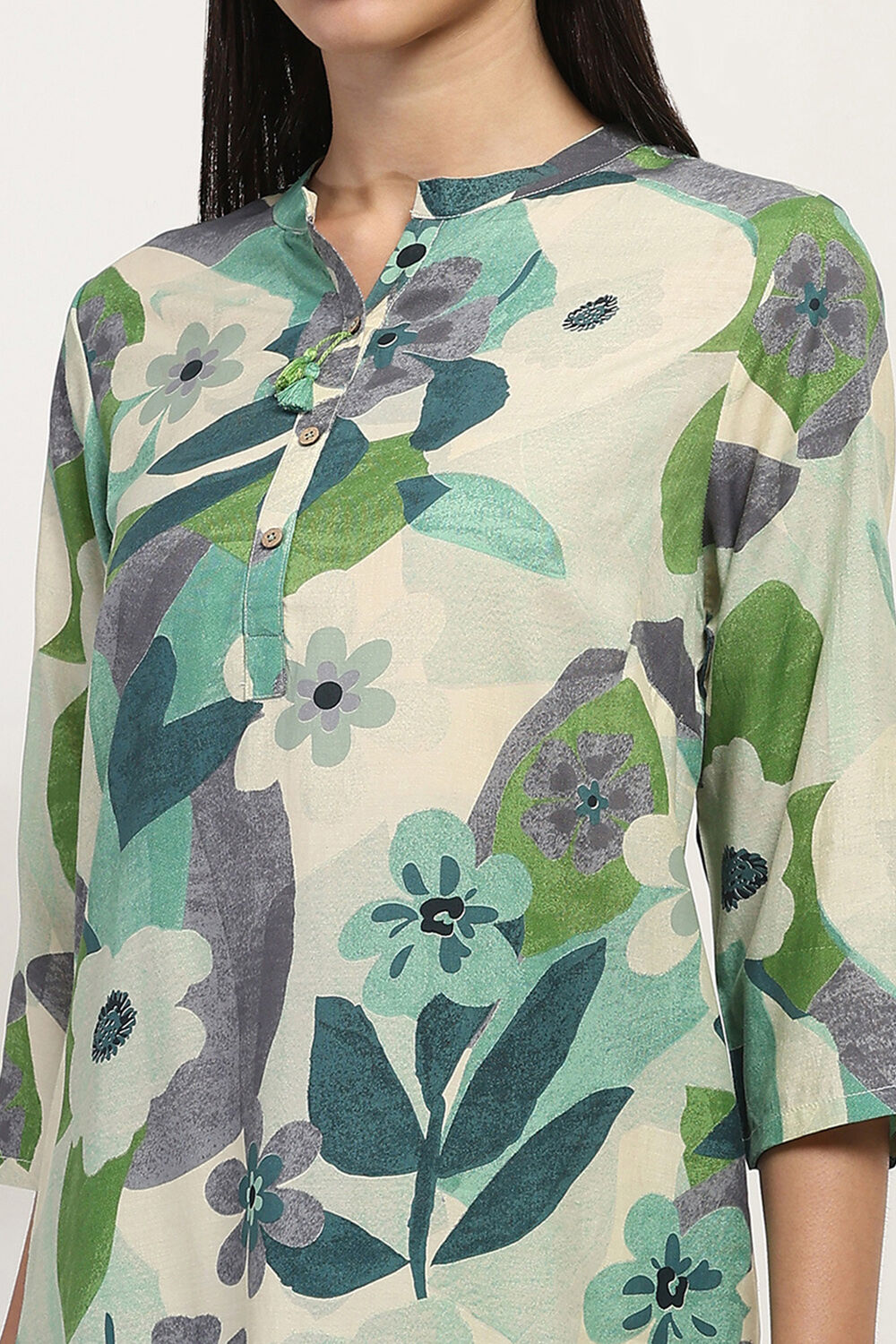 Aqua Printed Straight Co-ord Set image number 1