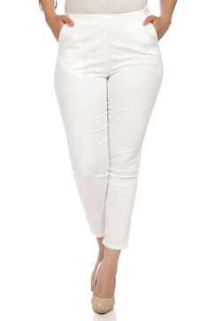 White Art Silk Slim Pants image number 0