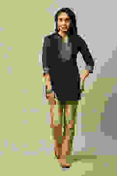 Indigo Viscose Straight Solid Top image number 0