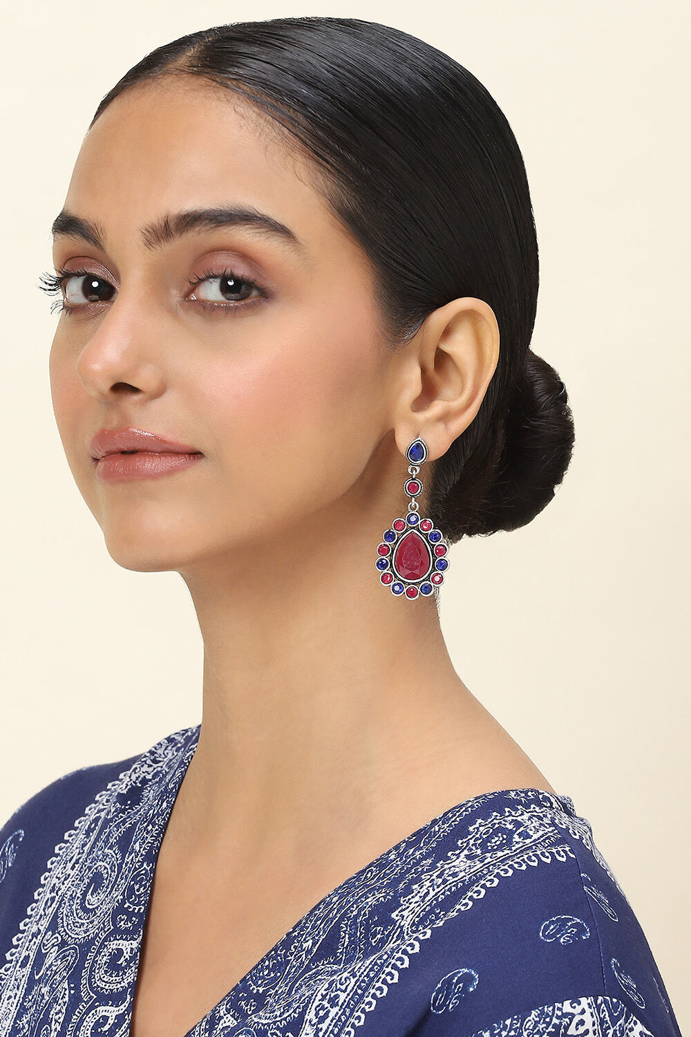 Pink-Blue Alloy Drop & Danglers image number 3