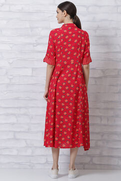 Red LIVA Kalidar Dress image number 4