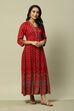 Red LIVA Tiered Printed Dress image number 4