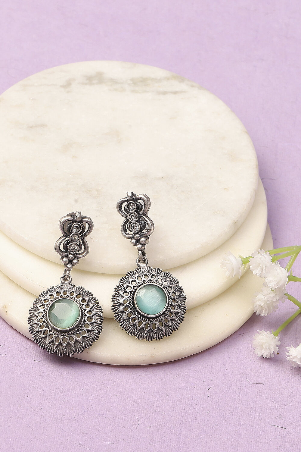 Apple Green Oxidised Alloy Earrings image number 0