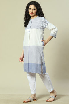 White Viscose Blend Straight Kurta image number 2