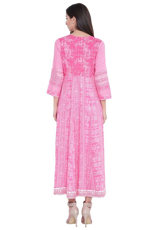 Pink Viscose Asymmetric Kurta image number 4