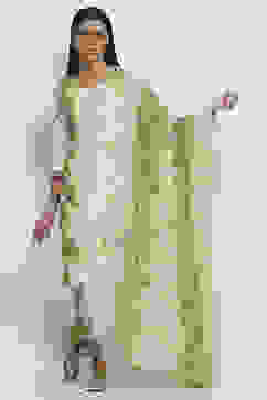 Lime Green Cotton Printed Straight Suit Set image number 2