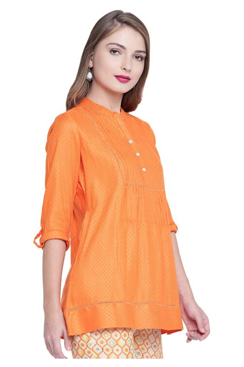 Orange A-Line Viscose Indie Top image number 3