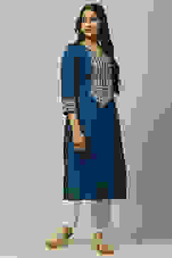 Indigo Rayon Staight Kurta image number 5