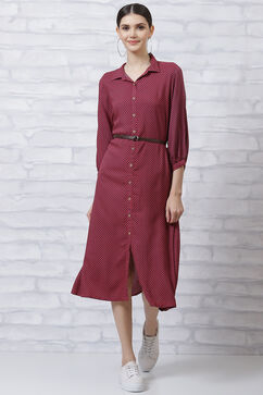 Maroon LIVA Straight Dress image number 0