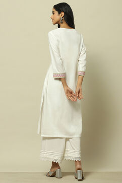 White Rayon Slub Straight Kurta image number 3