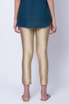 Gold Poly Cotton Slim Pants image number 3