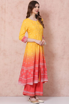 Yellow LIVA Kalidar Kurta image number 3