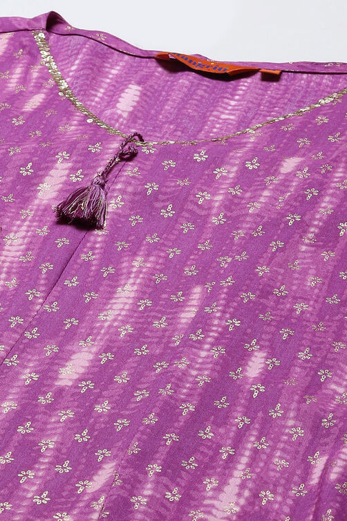 Purple Viscose Straight Printed Kurta image number 1