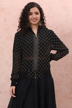 Black Art Silk Suit Set image number 3