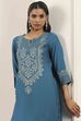 Aqua Viscose Rayon Straight Kurta Pants Set image number 7