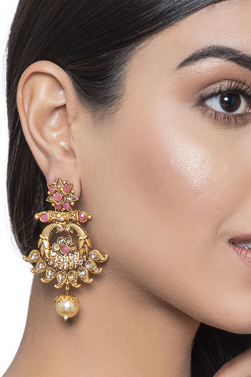 Pink Metal Brass Earring image number 1