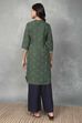 Green Viscose Polyester Viscose Rayon Kurta Pants Set image number 4